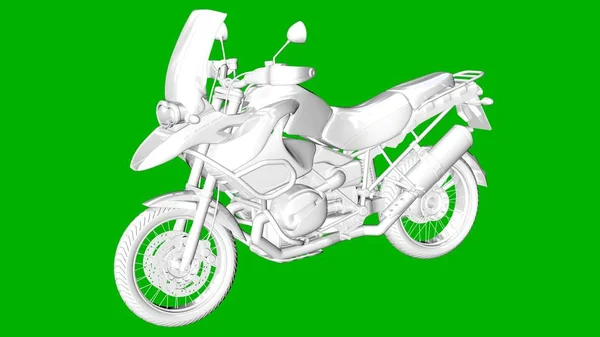 Ізольований білий 3d візуалізація двигуна на зеленому фоні — стокове фото