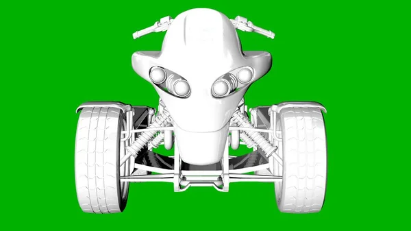 Απομονωμένη λευκό τρισδιάστατη απεικόνιση του κινητήρα σε πράσινο φόντο — Φωτογραφία Αρχείου