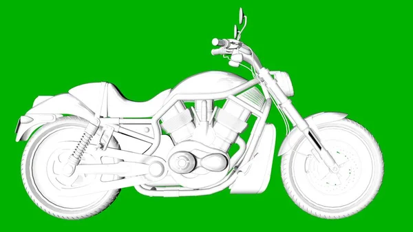 Elszigetelt fehér 3d visszaadás-ból egy motor, egy zöld háttér — Stock Fotó