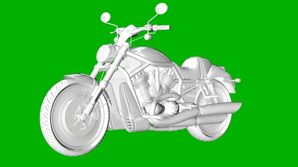 Bir motor yeşil bir arka plan üzerinde beyaz 3d render izole — Stok fotoğraf