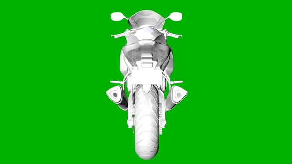 Isolierte weiße 3D-Darstellung eines Motors auf grünem Hintergrund — Stockfoto