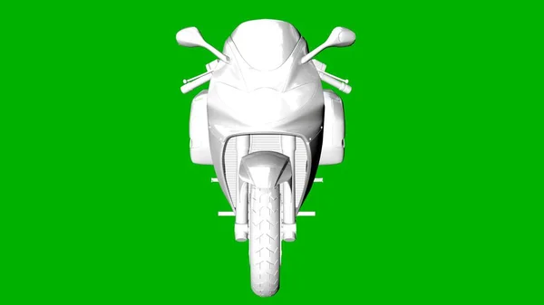 Izolovaný bílá 3d vykreslování motoru na zeleném pozadí — Stock fotografie