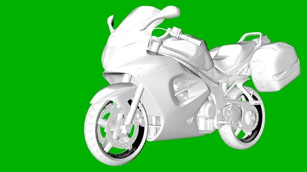 Bir motor yeşil bir arka plan üzerinde beyaz 3d render izole — Stok fotoğraf