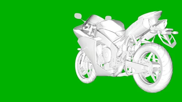 Renderização 3d branco isolado de um motor sobre um fundo verde — Fotografia de Stock