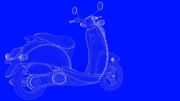 3D visszaadás-ból kék nyomtatási motoros, fehér vonalak, a kék bac — Stock Fotó