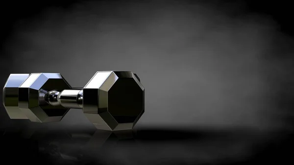 3D-rendering av en metalic reflekterande gym-verktyg på en mörk backgro — Stockfoto