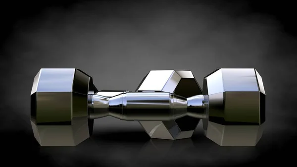 3d renderização de um metálico ferramentas de ginástica reflexiva em um backgro escuro — Fotografia de Stock