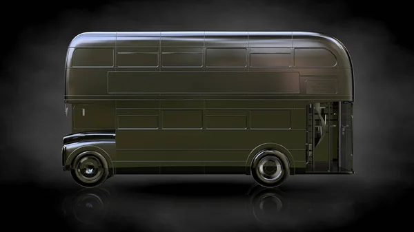 3d renderização de um caminhão reflexivo metálico em um fundo escuro — Fotografia de Stock