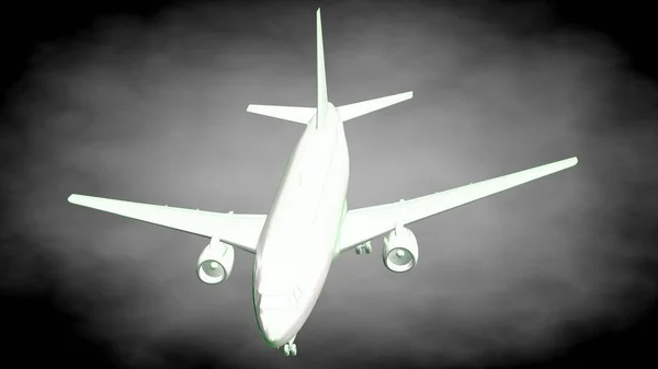 3D-leképezés egy fényvisszaverő repülőgép zöld vázolt vonalak — Stock Fotó