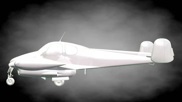 3d rendering of a reflective airplane with green outlined lines — Stock Photo, Image