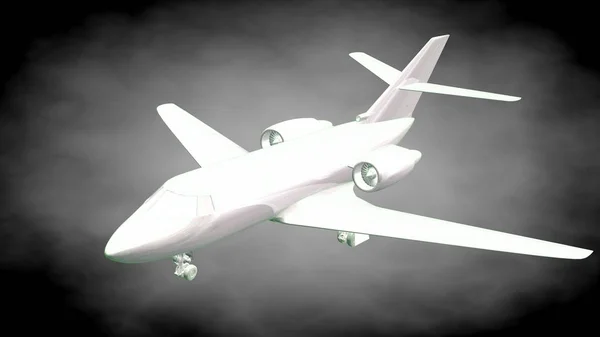 3D-Rendering eines reflektierenden Flugzeugs mit grünen Umrissen — Stockfoto