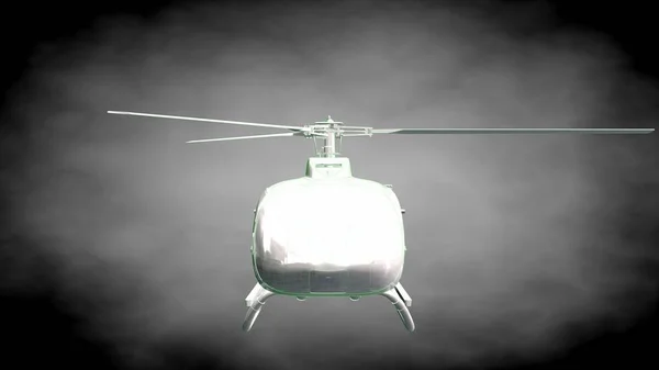 3D-rendering av en reflekterande helikopter med gröna beskrivs lin — Stockfoto