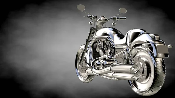 3D-Darstellung eines metallisch reflektierenden Motors auf dunklem Hintergrund — Stockfoto