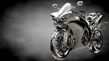 karanlık bir arka plan üzerinde metalik bir yansıtıcı motor 3D render