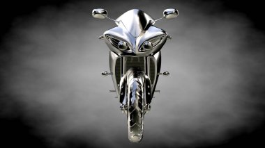 karanlık bir arka plan üzerinde metalik bir yansıtıcı motor 3D render