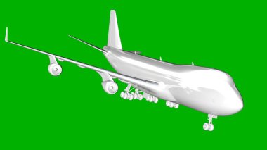 bir uçağın yeşil bir arka plan üzerinde beyaz 3d render izole