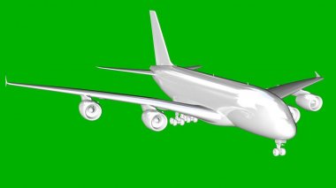 bir uçağın yeşil bir arka plan üzerinde beyaz 3d render izole
