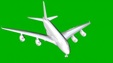 bir uçağın yeşil bir arka plan üzerinde beyaz 3d render izole