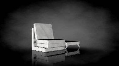 siyah bir arka plan üzerinde beyaz bir sandalyenin 3D render