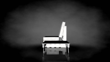 siyah bir arka plan üzerinde beyaz bir sandalyenin 3D render