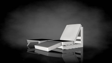 siyah bir arka plan üzerinde beyaz bir sandalyenin 3D render