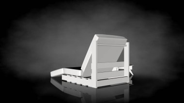 siyah bir arka plan üzerinde beyaz bir sandalyenin 3D render