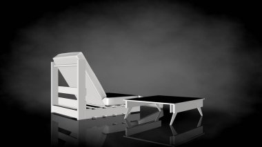 siyah bir arka plan üzerinde beyaz bir sandalyenin 3D render
