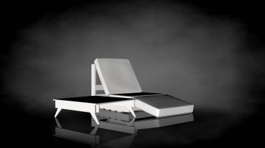 siyah bir arka plan üzerinde beyaz bir sandalyenin 3D render