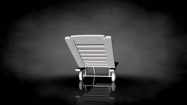 siyah bir arka plan üzerinde beyaz bir sandalyenin 3D render
