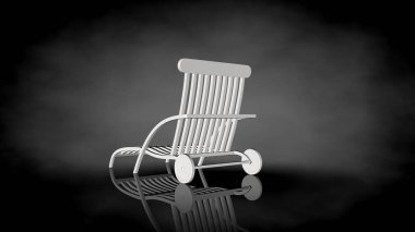 siyah bir arka plan üzerinde beyaz bir sandalyenin 3D render