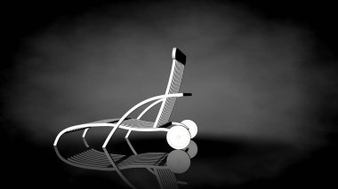 siyah bir arka plan üzerinde beyaz bir sandalyenin 3D render