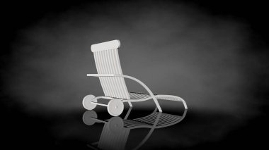 siyah bir arka plan üzerinde beyaz bir sandalyenin 3D render