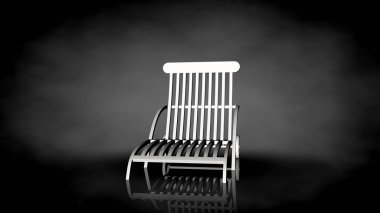 siyah bir arka plan üzerinde beyaz bir sandalyenin 3D render