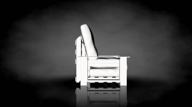 siyah bir arka plan üzerinde beyaz bir sandalyenin 3D render