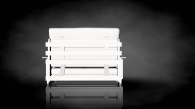 siyah bir arka plan üzerinde beyaz bir sandalyenin 3D render