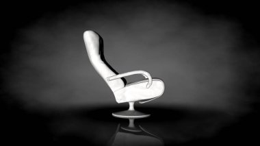siyah bir arka plan üzerinde beyaz bir sandalyenin 3D render