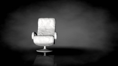siyah bir arka plan üzerinde beyaz bir sandalyenin 3D render