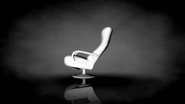 siyah bir arka plan üzerinde beyaz bir sandalyenin 3D render