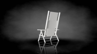 siyah bir arka plan üzerinde beyaz bir sandalyenin 3D render