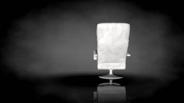 siyah bir arka plan üzerinde beyaz bir sandalyenin 3D render