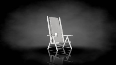 siyah bir arka plan üzerinde beyaz bir sandalyenin 3D render