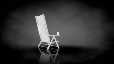 siyah bir arka plan üzerinde beyaz bir sandalyenin 3D render