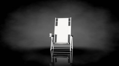 siyah bir arka plan üzerinde beyaz bir sandalyenin 3D render