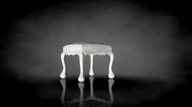 siyah bir arka plan üzerinde beyaz bir sandalyenin 3D render