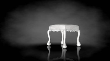 siyah bir arka plan üzerinde beyaz bir sandalyenin 3D render