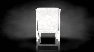 siyah bir arka plan üzerinde beyaz bir sandalyenin 3D render