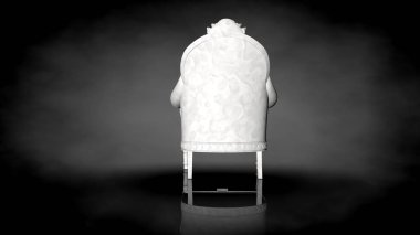 siyah bir arka plan üzerinde beyaz bir sandalyenin 3D render