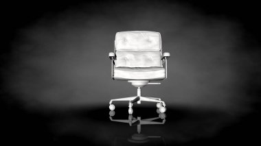 siyah bir arka plan üzerinde beyaz bir sandalyenin 3D render
