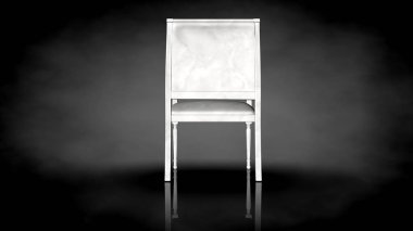 siyah bir arka plan üzerinde beyaz bir sandalyenin 3D render