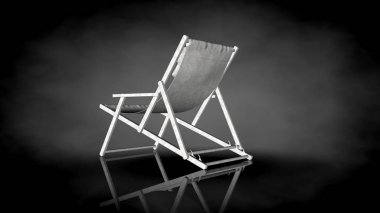 siyah bir arka plan üzerinde beyaz bir sandalyenin 3D render